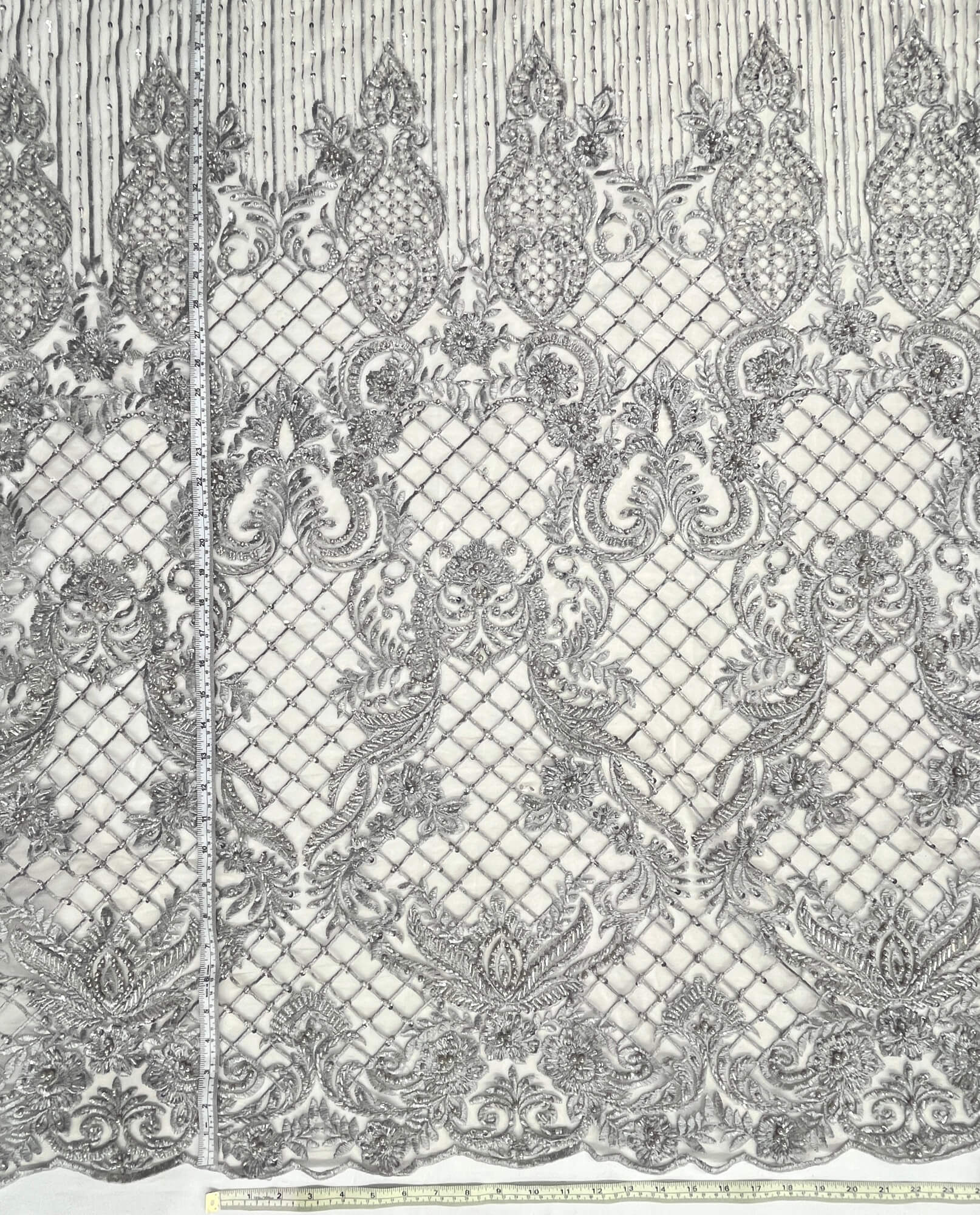 Beaded Lace Fabric Embroidered on 100% Polyester Net Mesh | Lace USA - GD-113