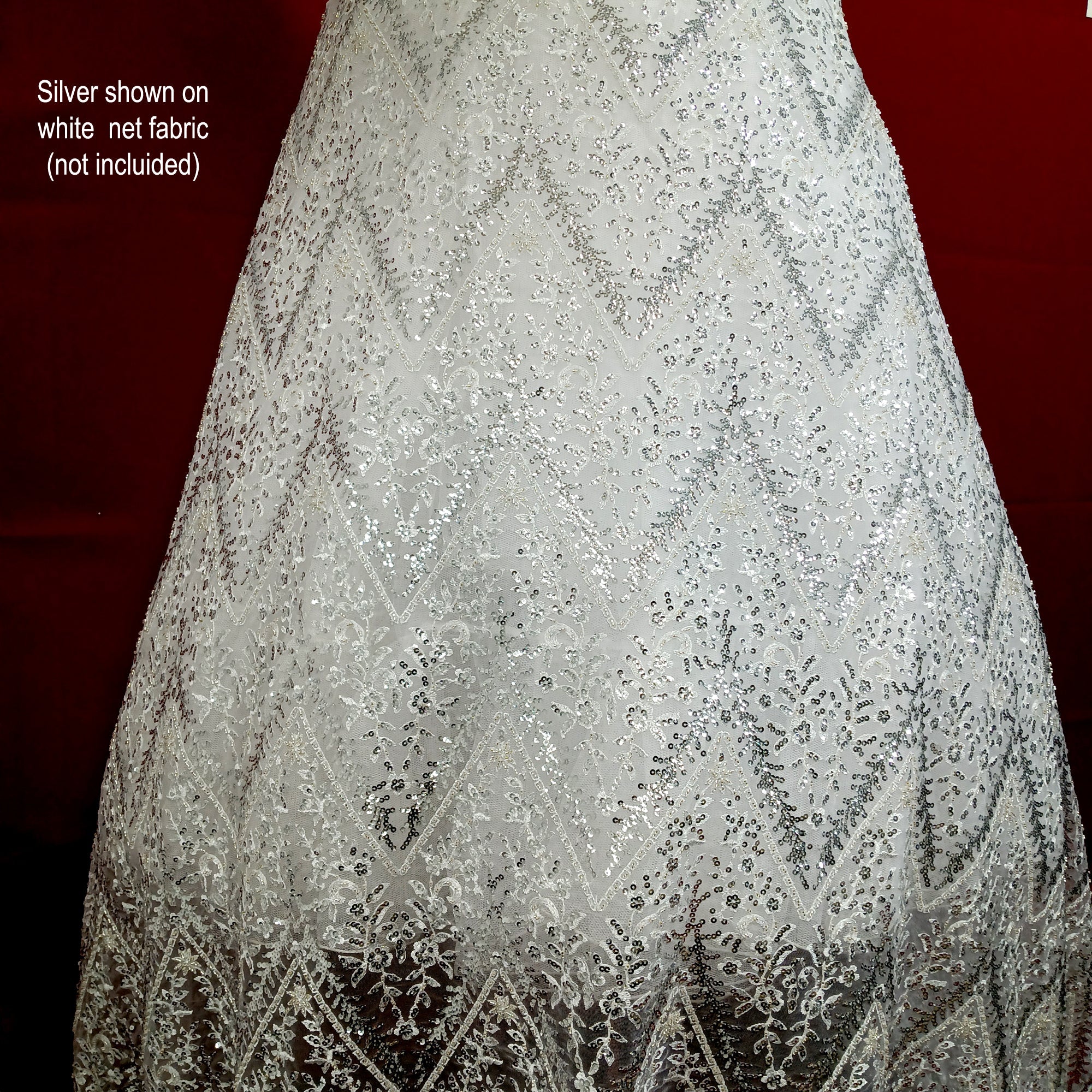 Beaded & Sequined Lace Fabric Embroidered on 100% Polyester Net Mesh | Lace USA - GD-66722