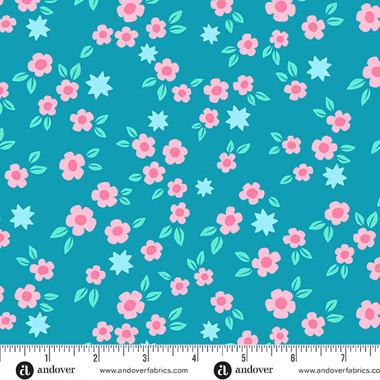 Slate Blue Starry Blooms Color Pop Playground Cotton 44"/45" Fabric Per Yard