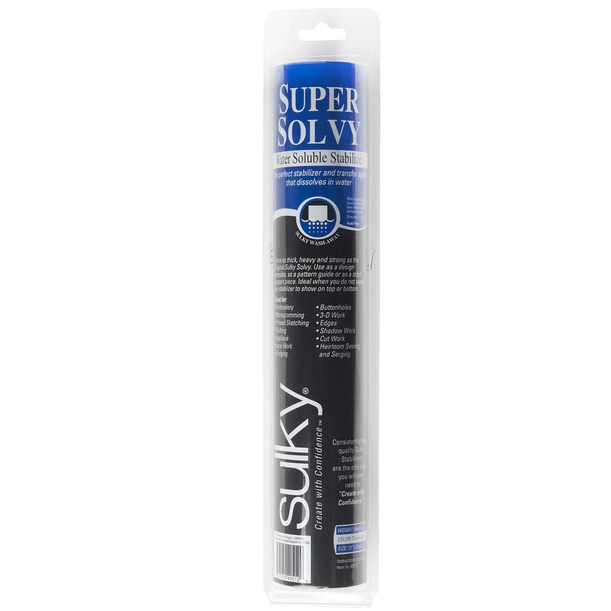 Super Solvy Water Soluble Stabilizer 12in x 9 1/2yds