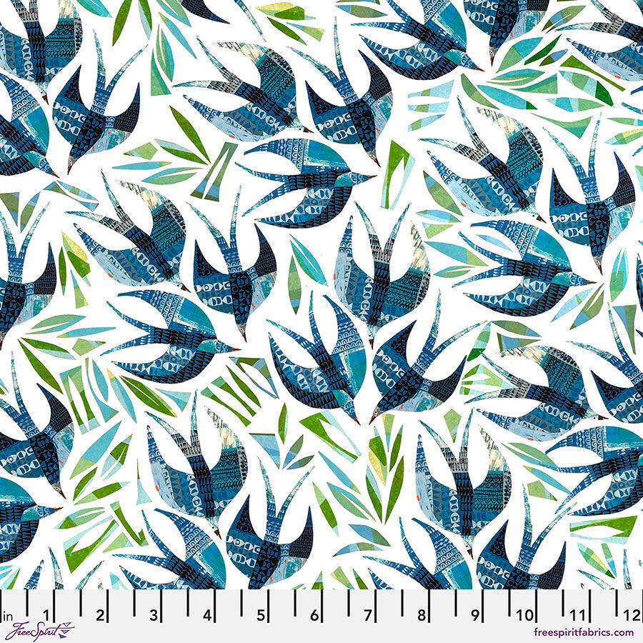 Swallows Blue Cotton 44"/45" Fabric Per Yard