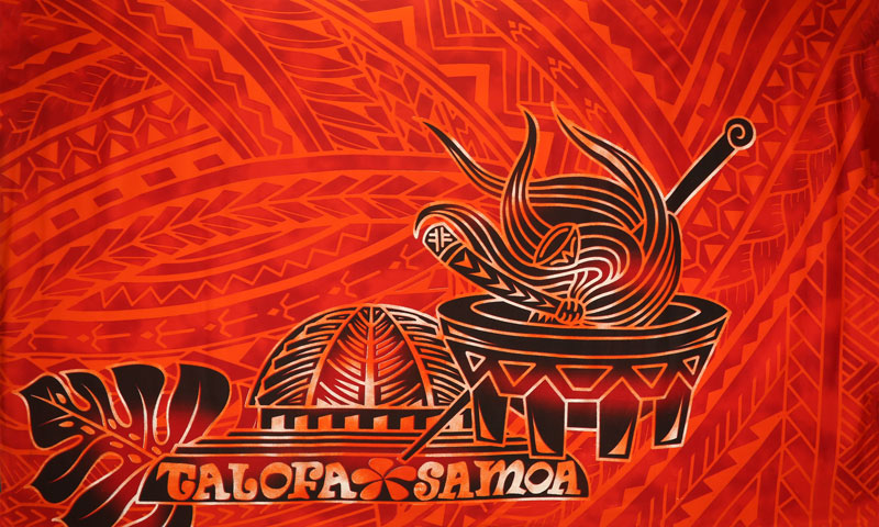 Talofa Samoa Kava Bowl Polyester Sarong | Islands Fabric