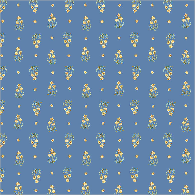 Tapestry Posy Powder Blue Cotton 43”/44” Fabric Per Yard