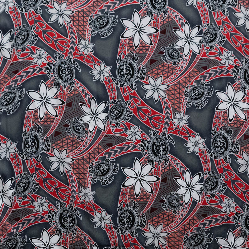 Tiare Sea Turtles Polynesian Tribal Design Rayon Fabric| Islands Fabric