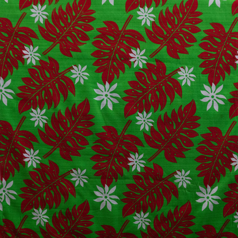 Tiare & Split Leaf Cotton Fabric | Light Barkcloth