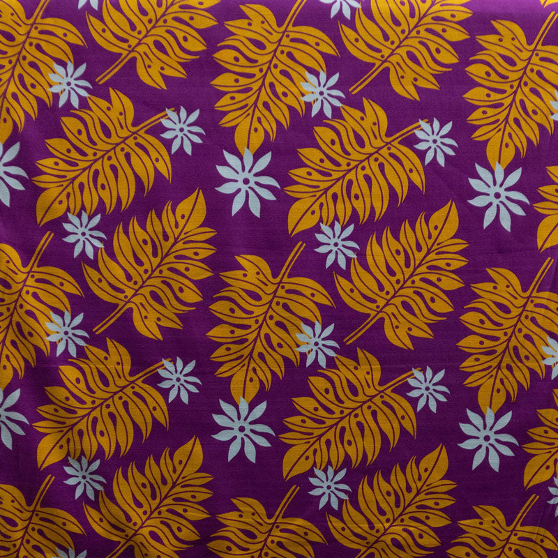 Tiare & Split Leaf Cotton Fabric | Light Barkcloth