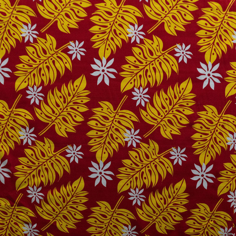 Tiare & Split Leaf Cotton Fabric | Light Barkcloth