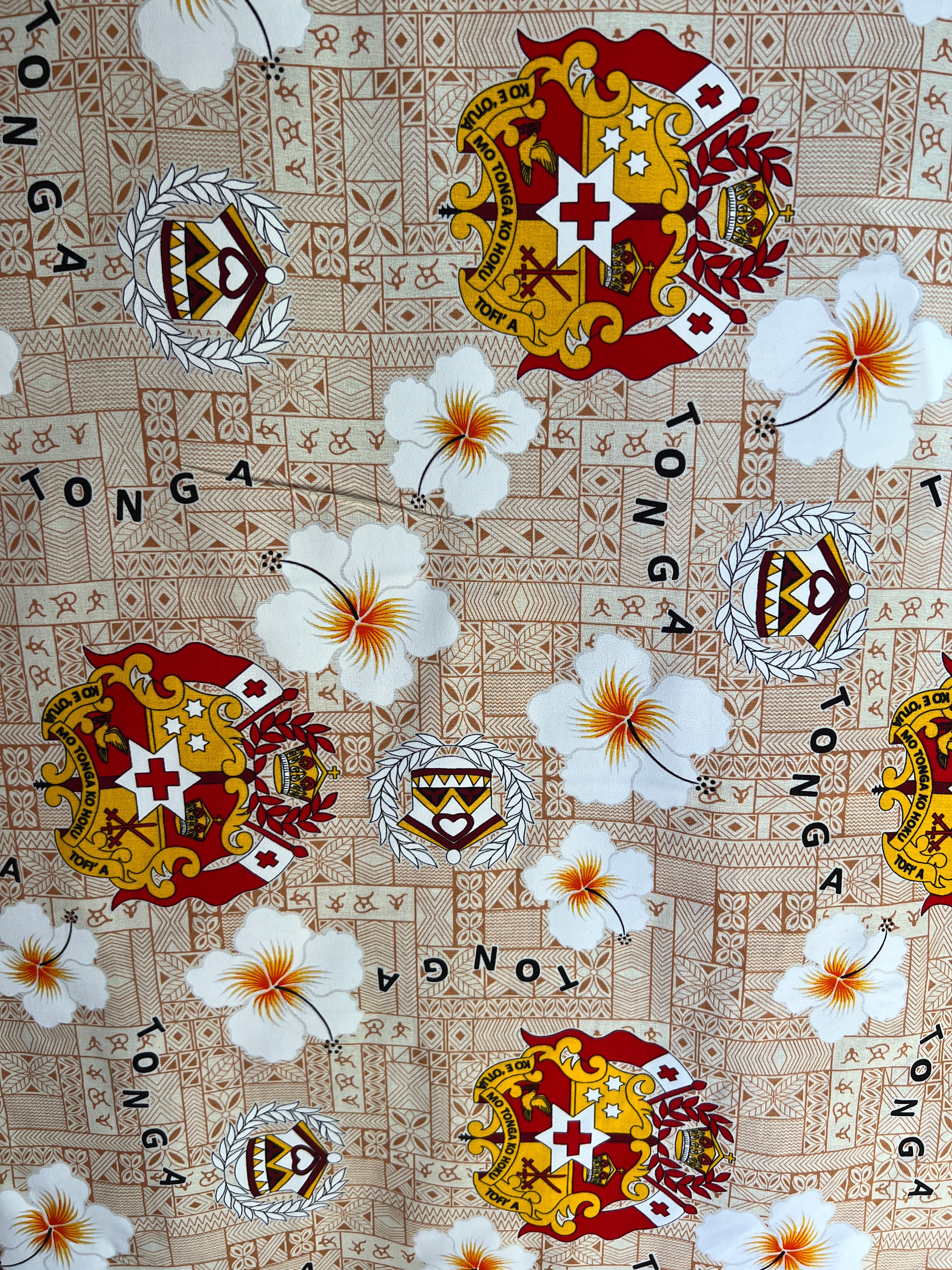 Tonga Seal Hibiscus All Over Design Cotton Light Barkcloth Fabric | Islands Fabric