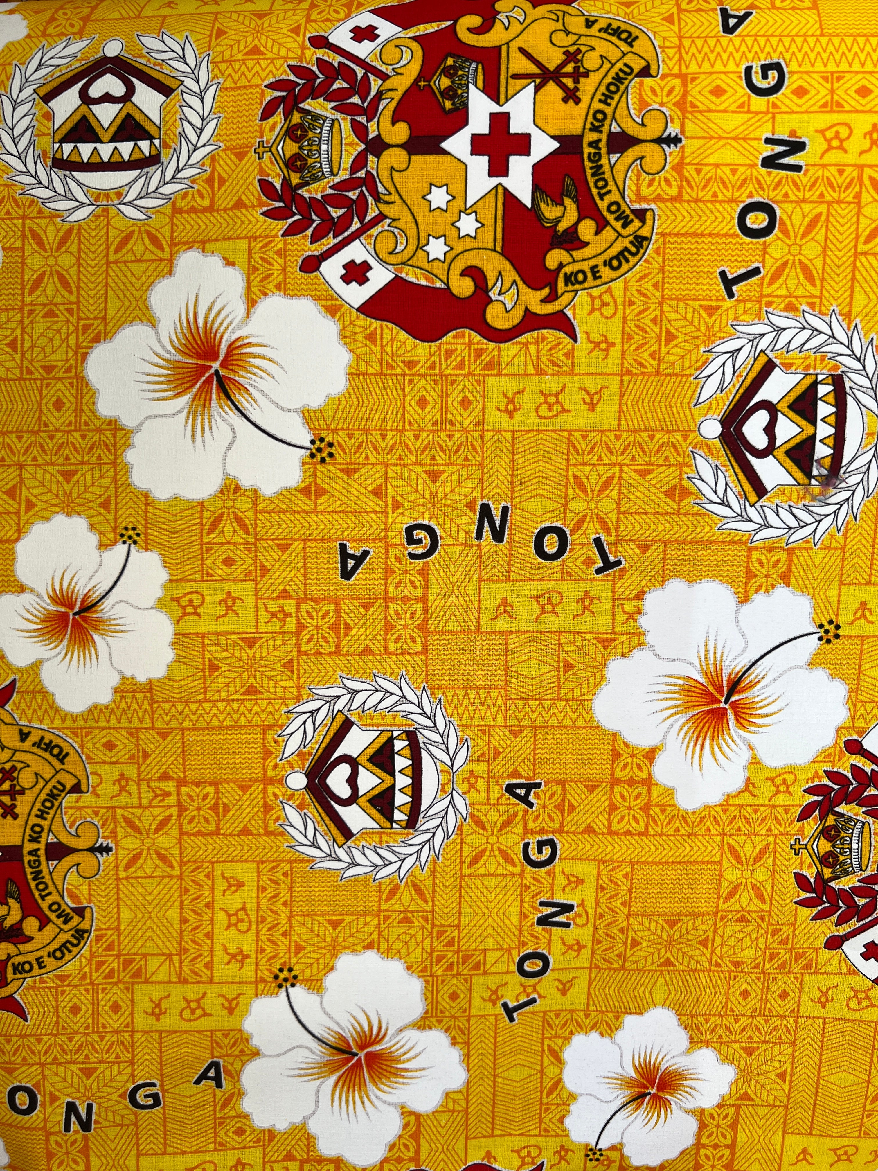Tonga Seal Hibiscus All Over Design Cotton Light Barkcloth Fabric | Islands Fabric