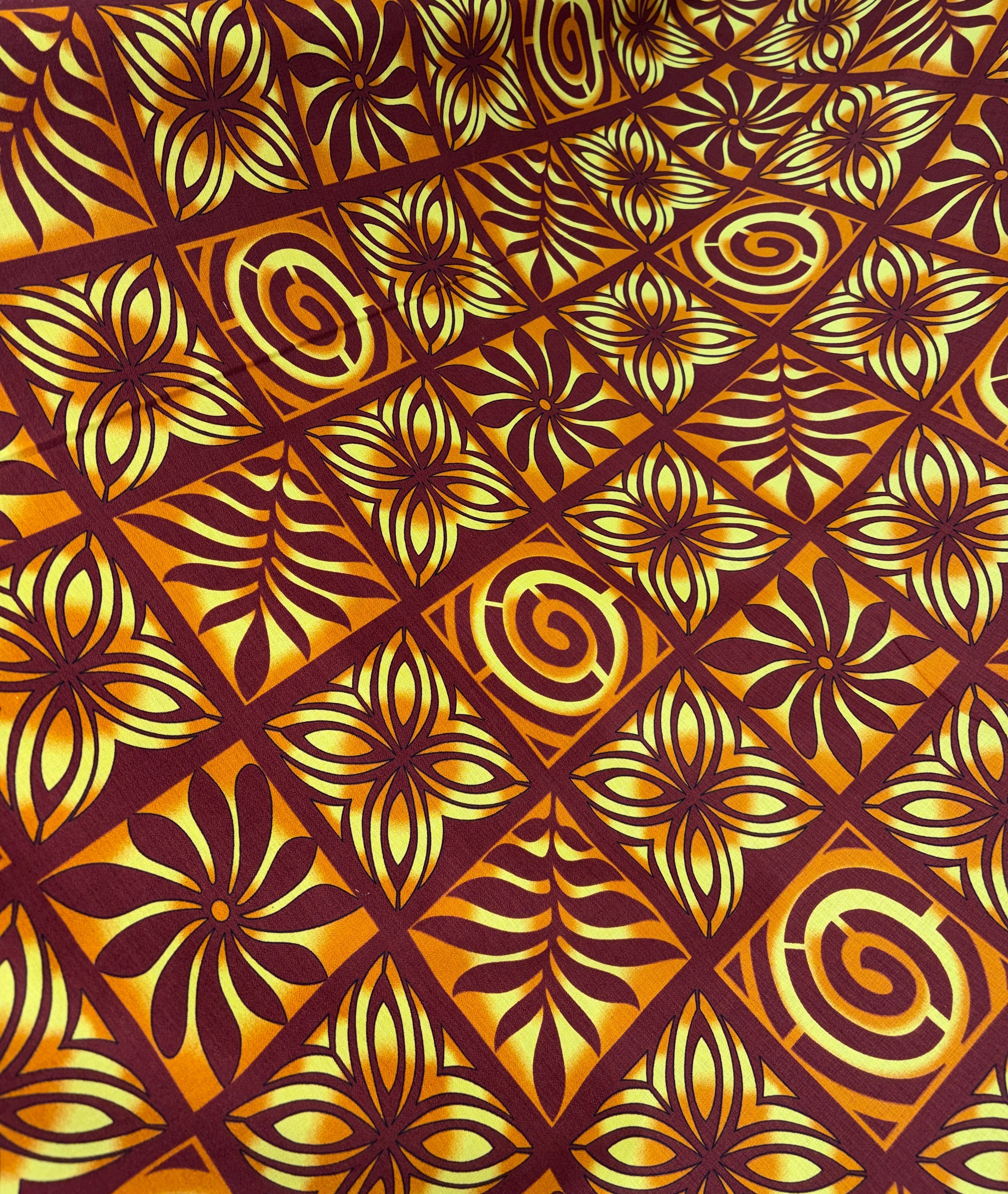 Traditional Polynesian Tapa Checkered Design Cotton Light Barkcloth Fabric| Islands Fabric