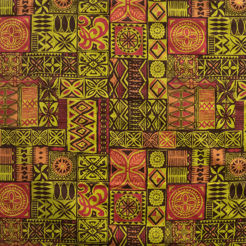 Traditional Polynesian Tapa design Polyester Fabric # 1 | Islands Fabric