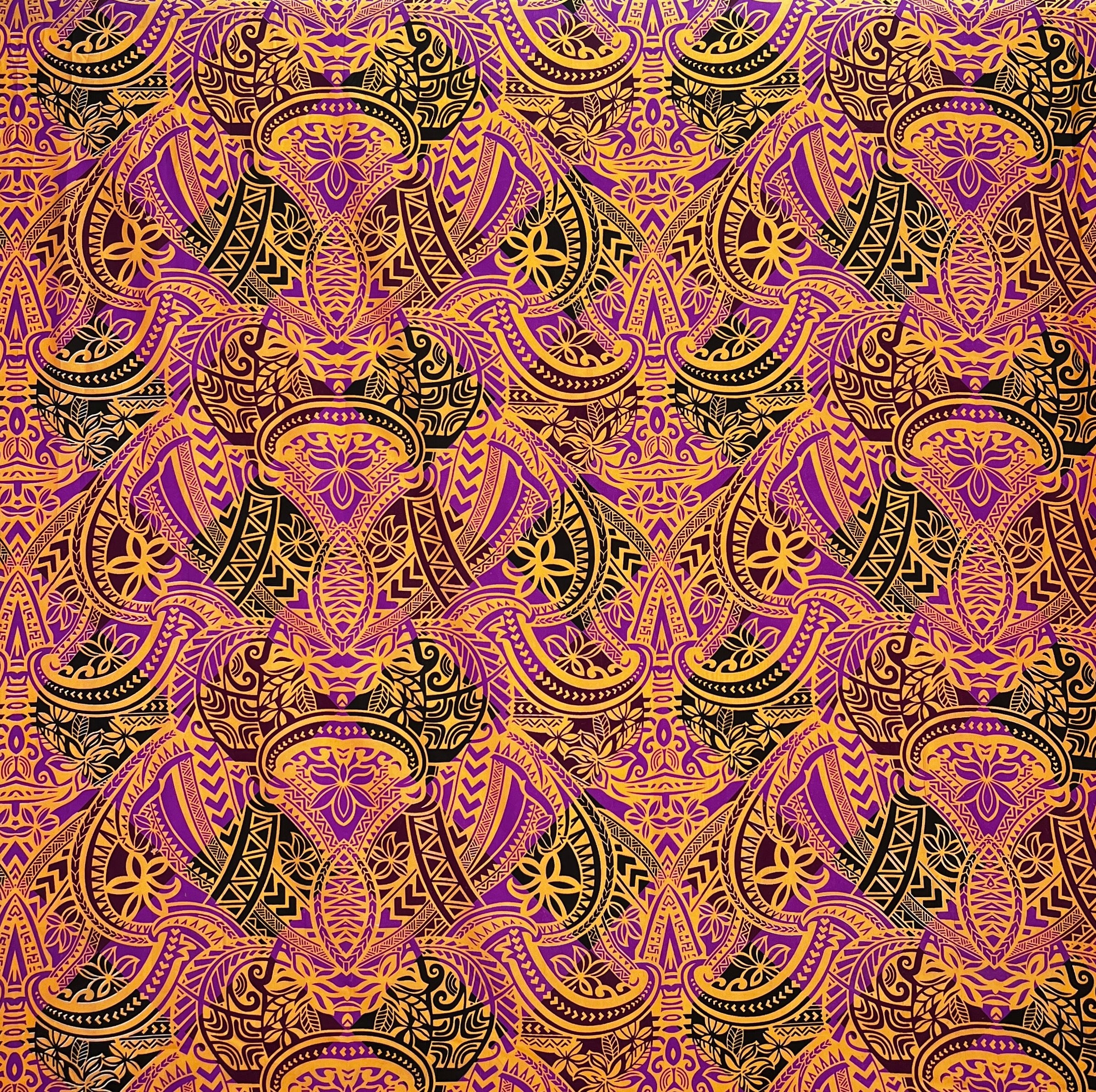 Traditional Polynesian Tattoo All Over design Polyester Fabric | Islands Fabric