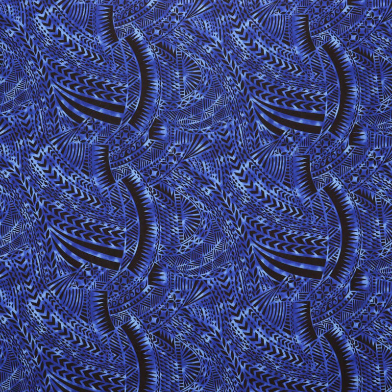 Traditional Polynesian Tattoo Design Rayon Poplin Fabric | Islands Fabric