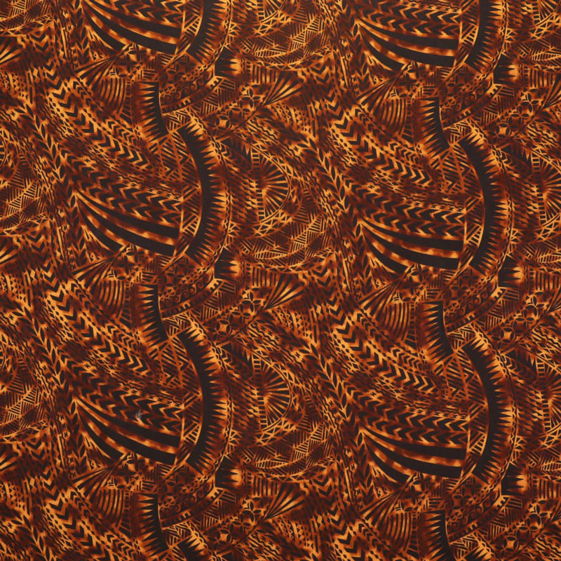 Traditional Polynesian Tattoo Design Rayon Poplin Fabric | Islands Fabric