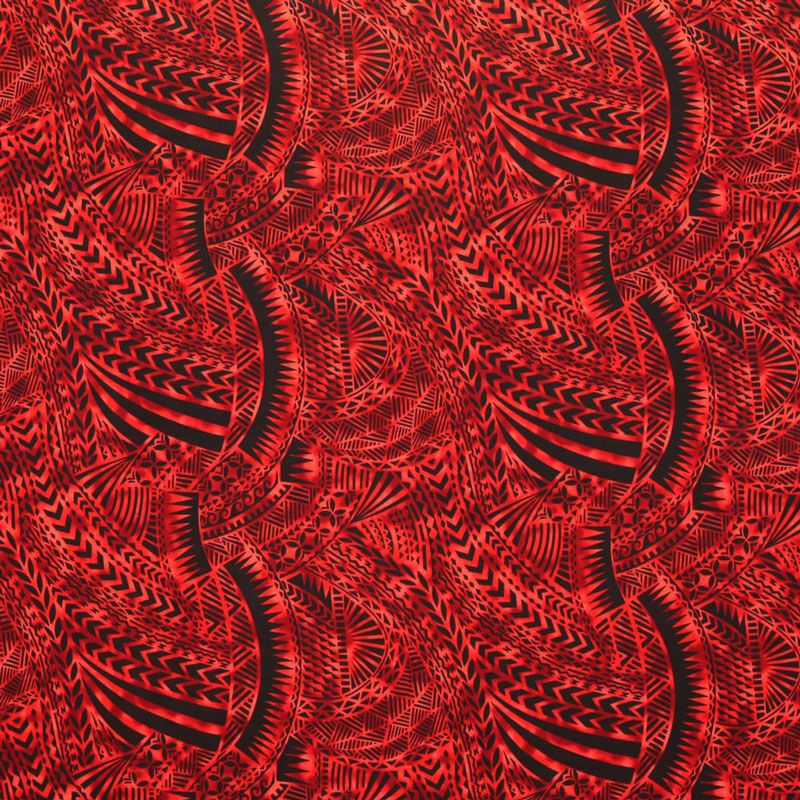 Traditional Polynesian Tattoo Design Rayon Poplin Fabric | Islands Fabric