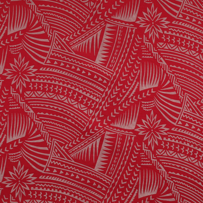 Traditional Polynesian Tattoo w/ Flower Flocking Fabric| Islands Fabric