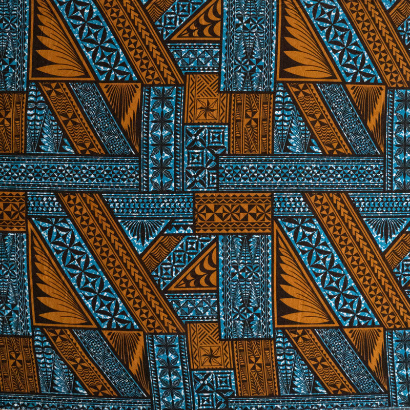 Traditional Tongan Geometric Design Peachskin Fabric # 3 | Islands Fabric