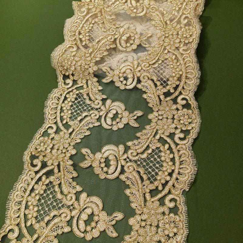 Corded Double Sided Lace Trimming Embroidered on 100% Polyester Net Mesh | Lace USA - 95329W/2