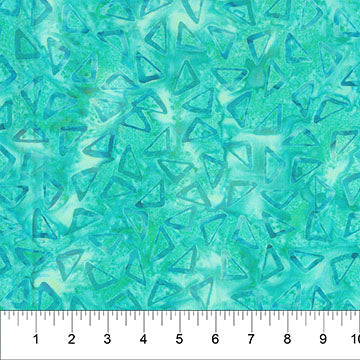 Turquoise Scattered Triangle Celebration Cotton 44/45 Fabric Per Yard
