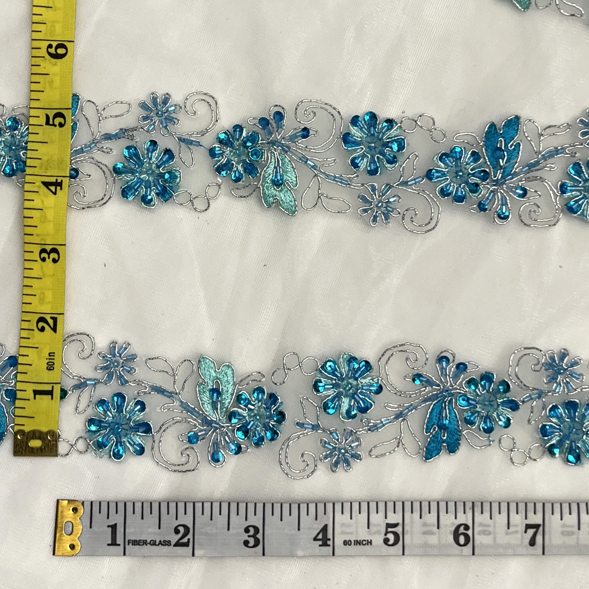 Beaded & Corded Lace Trimming Embroidered on 100% Polyester Organza  | Lace USA - 96283N-BP