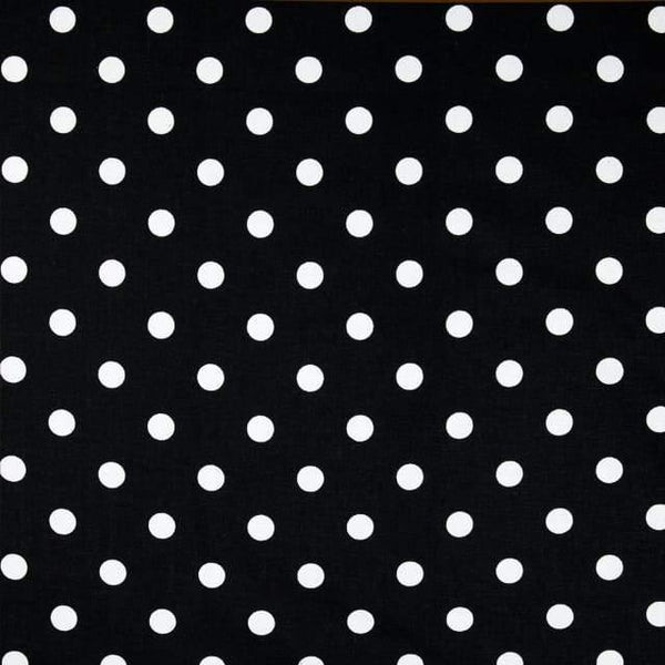 Black White Small Polka Dot Print Poly Cotton Fabric