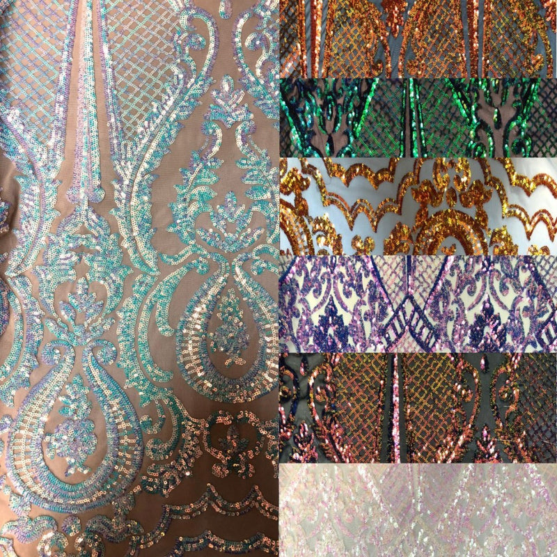 Pearl White Iridescent Chantal Deluxe Sequin Fabric