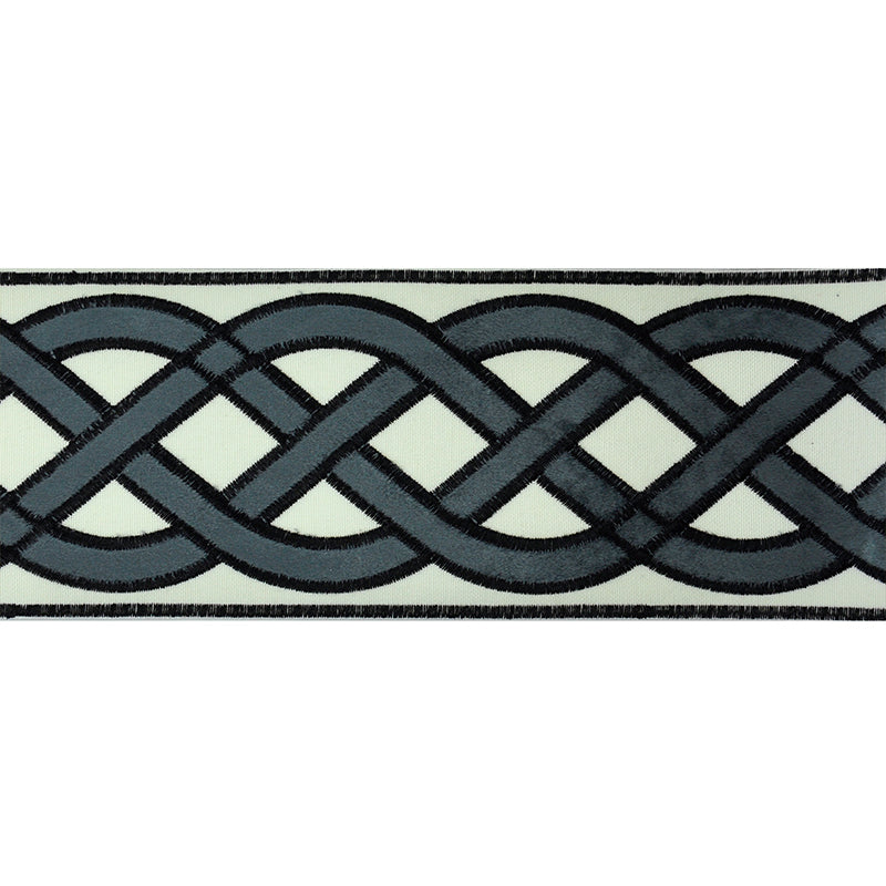 Velvet Embossed Decorative Trim Tape - 3 3/4" Width (25 Yard Roll) - BR-7526-49 Charcoal