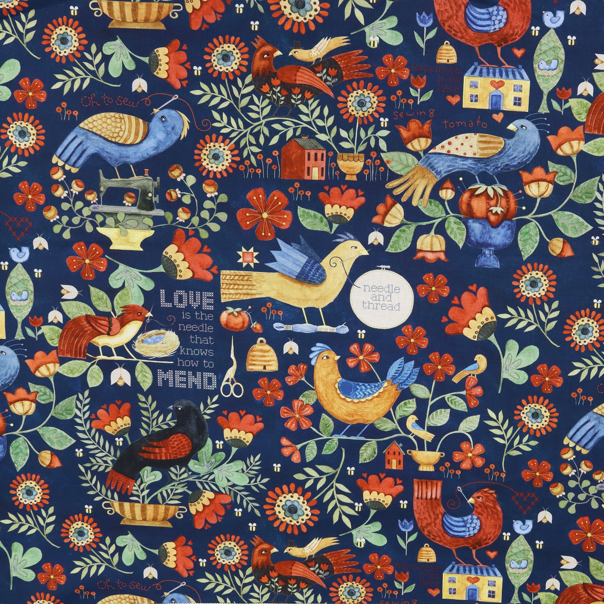 Riley Blake Stitchy Birds 108" Quilt Backing Fabric