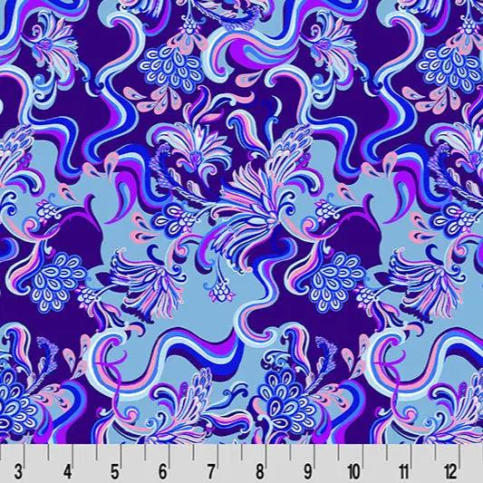 Wanderlust Paisley Quilting Cuddle Blue Fabric per yard