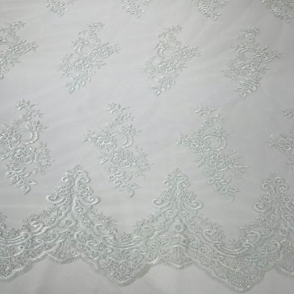 Helena Floral Beaded Lace Fabric