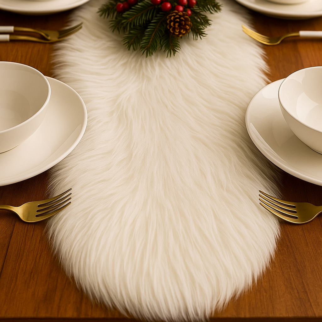Faux Fur Table Runners – Elegant Decor for Every Occasion - White