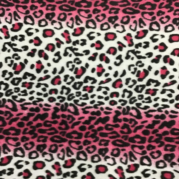 White Pink Leopard Print Fleece Fabric