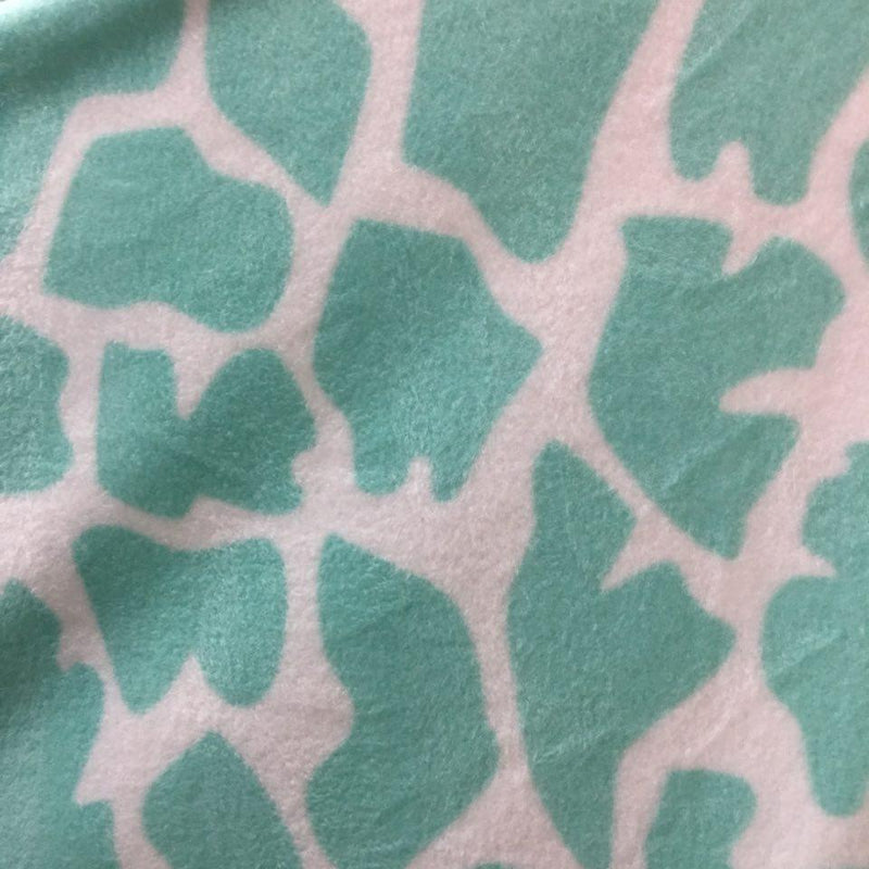 Turquoise Giraffe Print Fleece Fabric