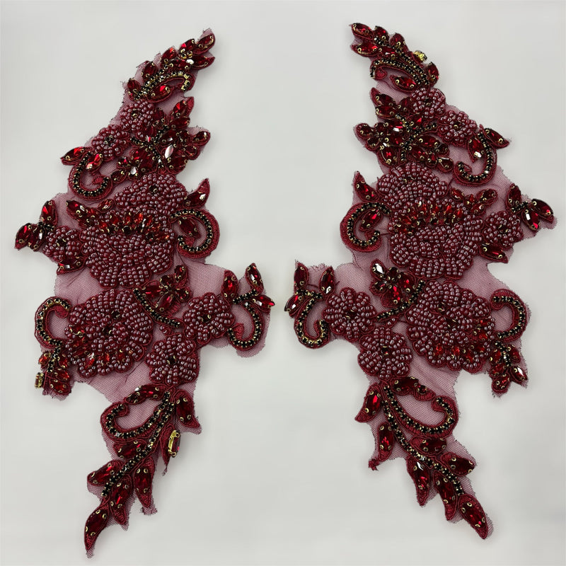 Crystal Rhinestone Applique Embroidered on 100% Polyester | Lace USA - GD-R805