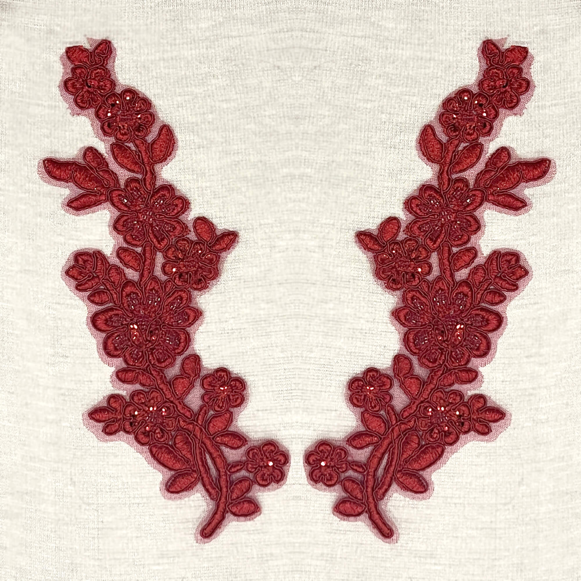 Beaded & Corded Floral Lace Applique Embroidered on 100% Polyester Net Mesh | Lace USA - 95919W-BP