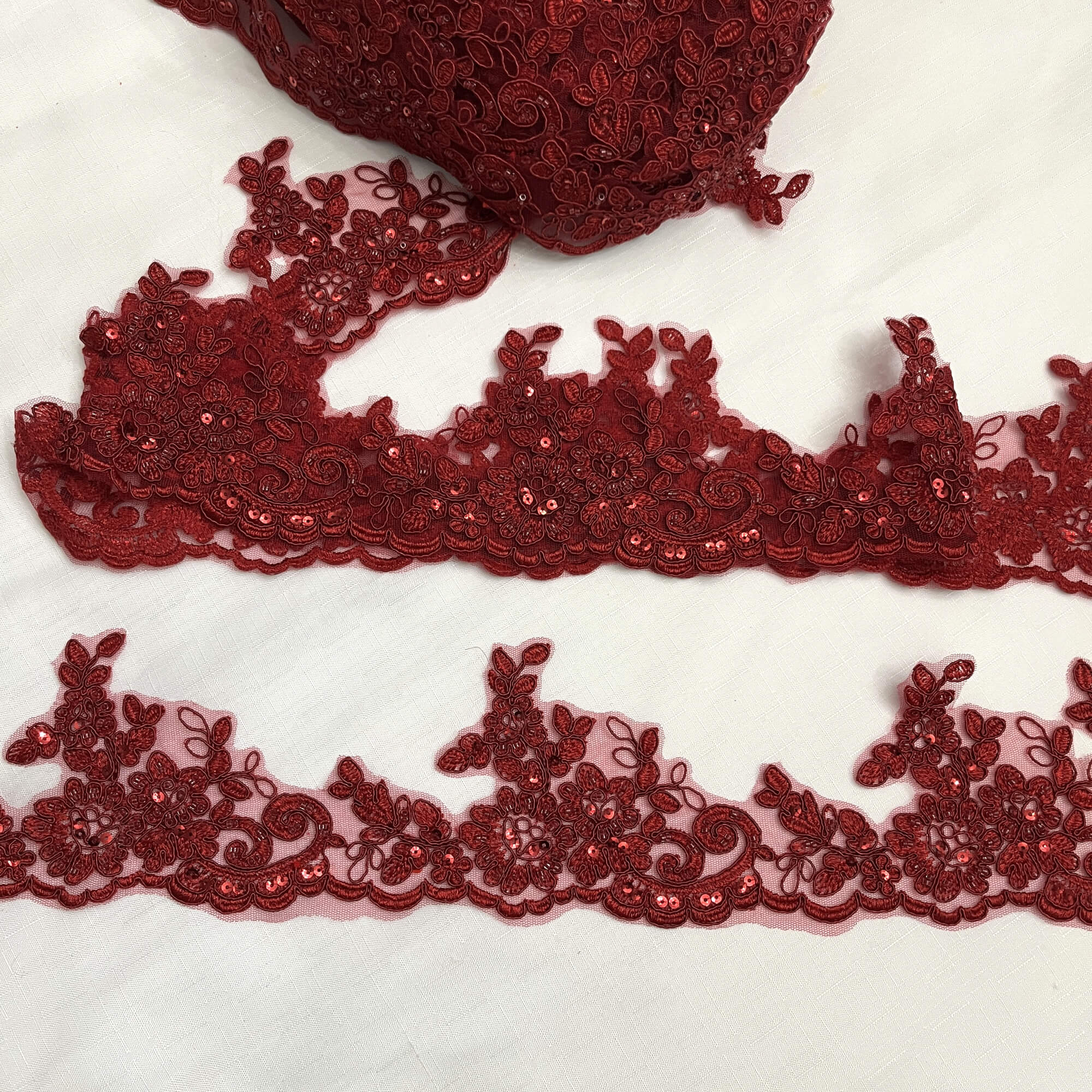 Beaded & Corded Lace Trimming Embroidered on 100% Polyester Net Mesh | Lace USA - 96796W-HB