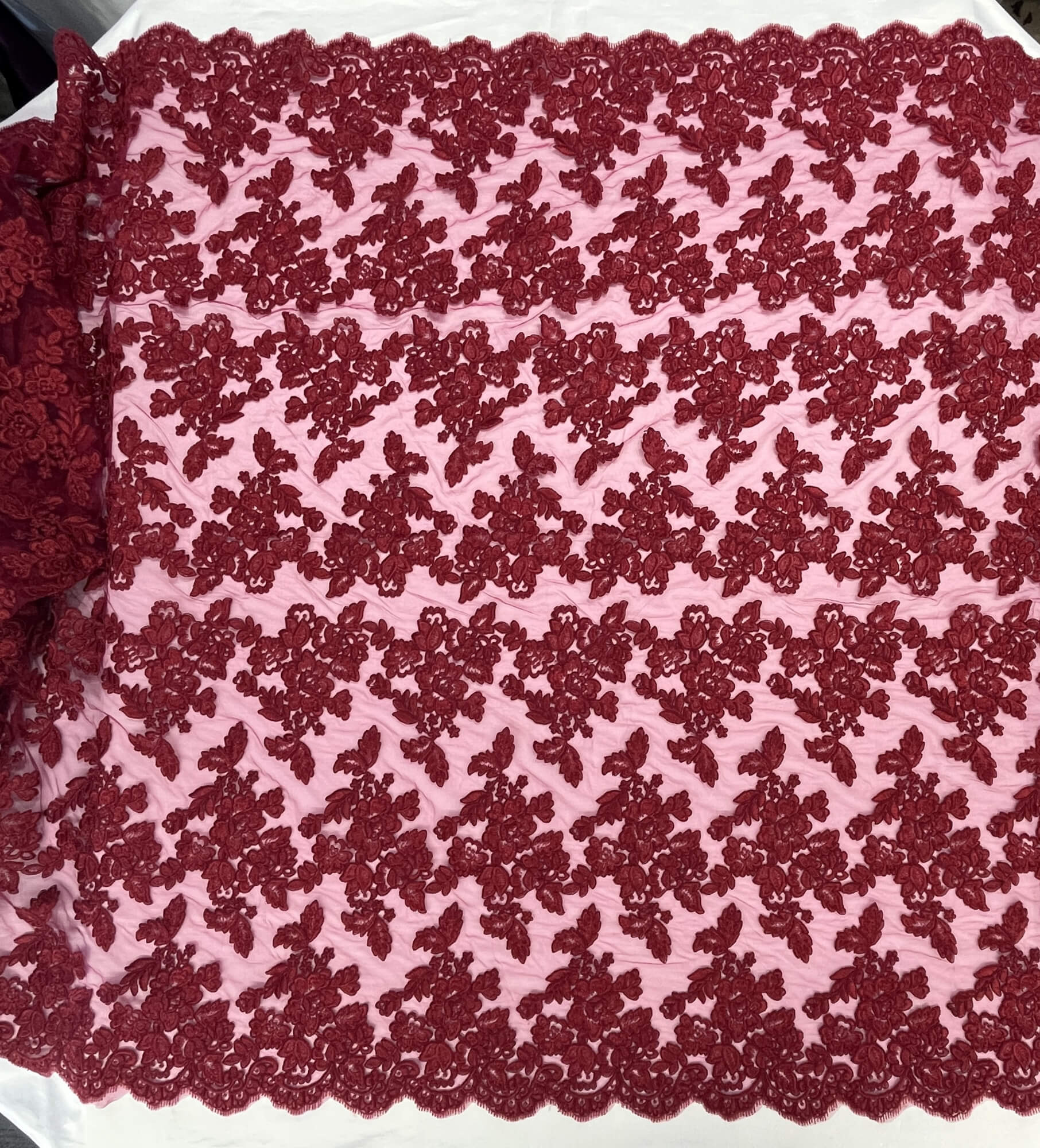 Corded Bridal Lace Fabric Embroidered on 100% Polyester Net Mesh | Lace USA - 95409W