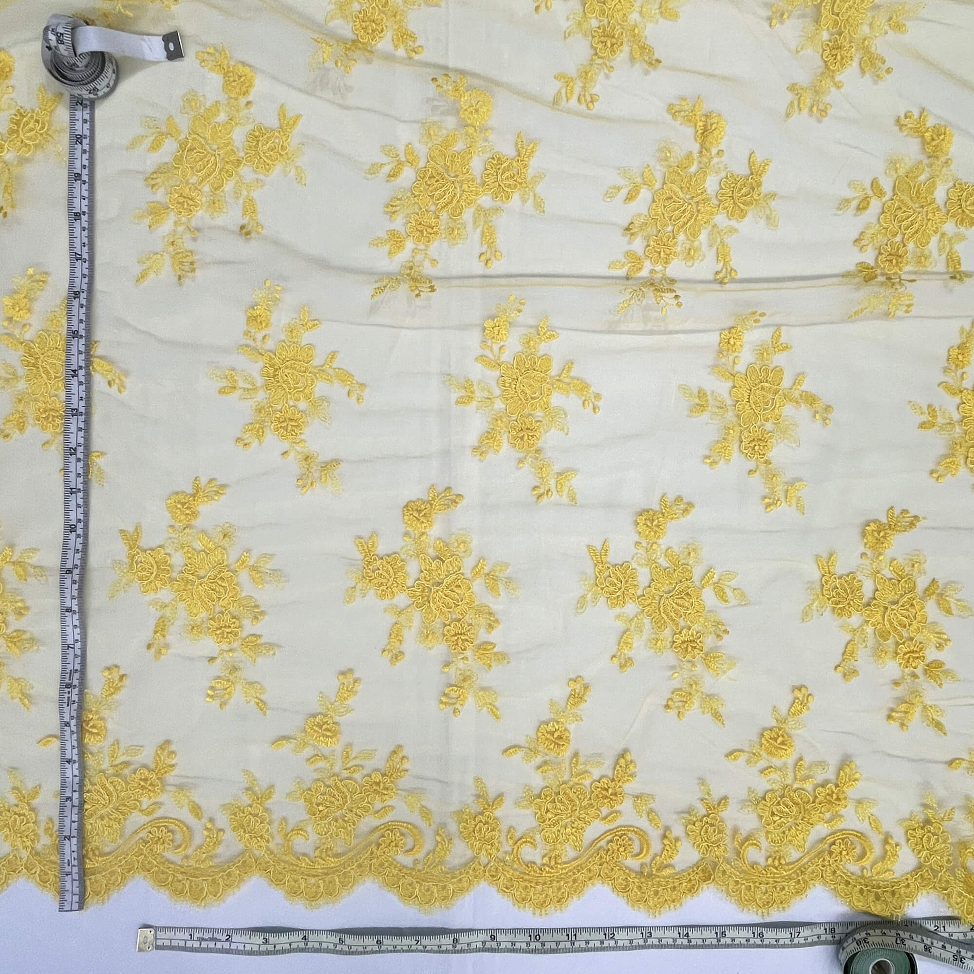 Corded Bridal Lace Fabric Embroidered on 100% Polyester Net Mesh | Lace USA - 96517W