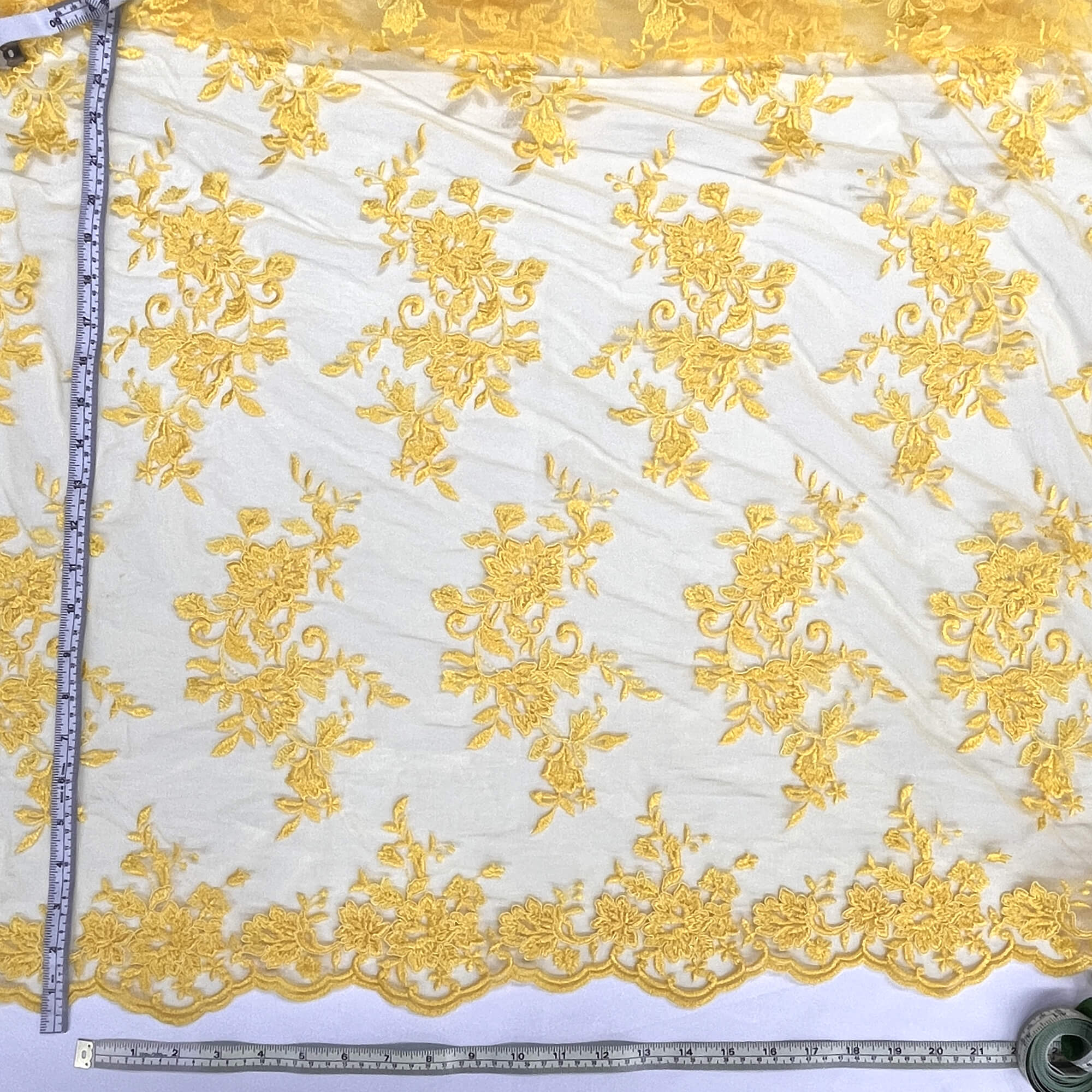 Corded Floral Lace Fabric with Scalloped Edges – Bridal & Dress Lace | Lace USA - 97154W