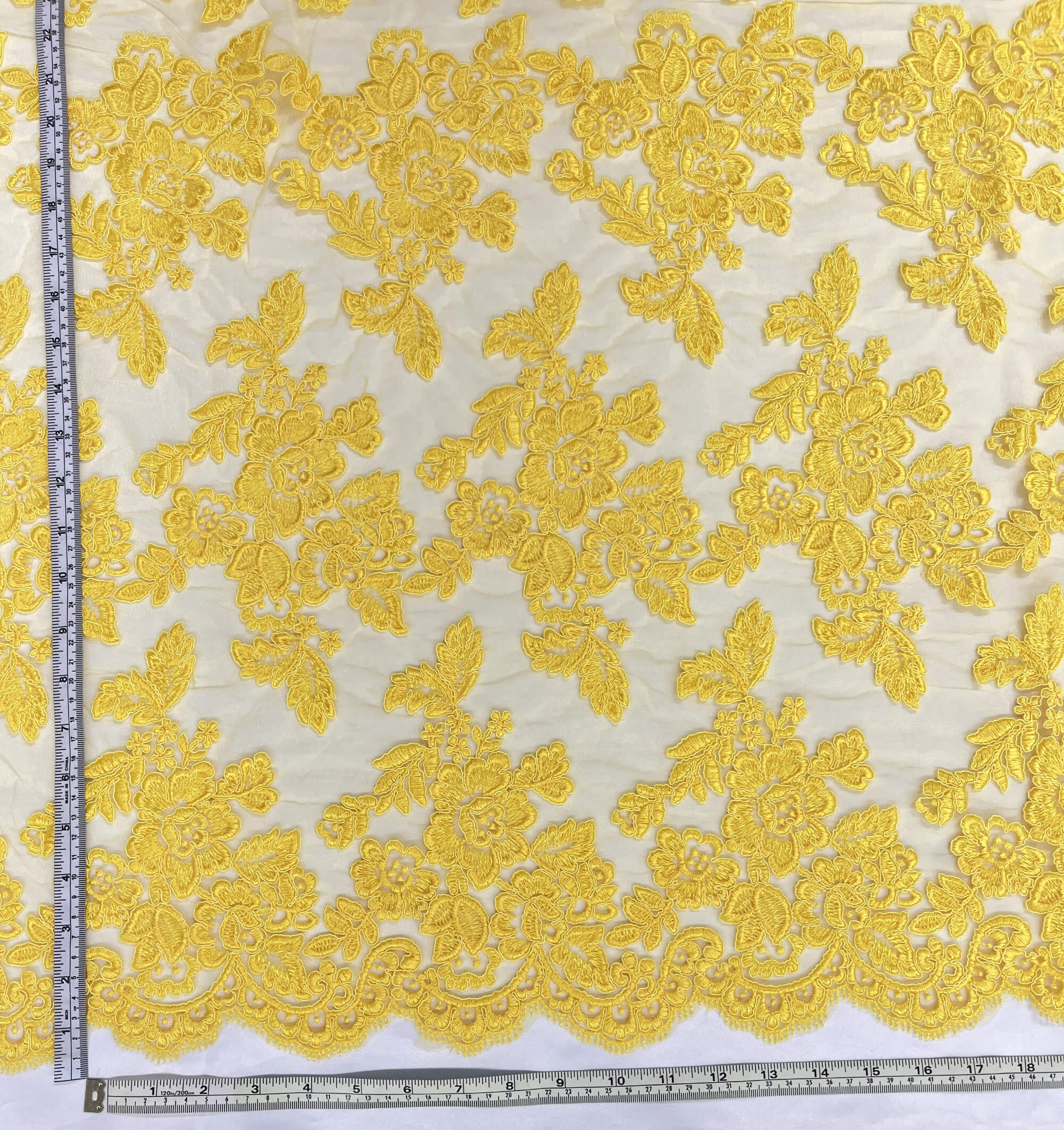 Corded Bridal Lace Fabric Embroidered on 100% Polyester Net Mesh | Lace USA - 95409W