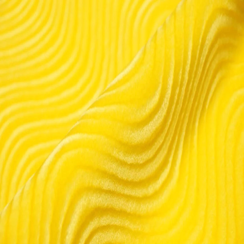 Yellow Swirl Velvet Flocking Fabric