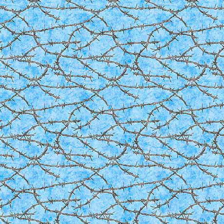 Yippie Ki Yay! Barbed Wire Light Blue Cotton 44"/45" Fabric Per Yard