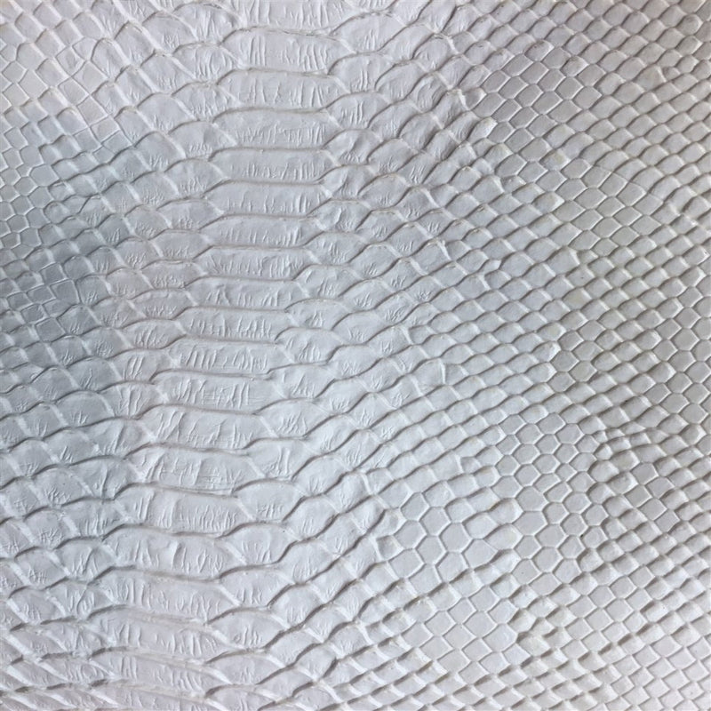 White Faux Viper Sopythana Snake Skin Vinyl Fabric