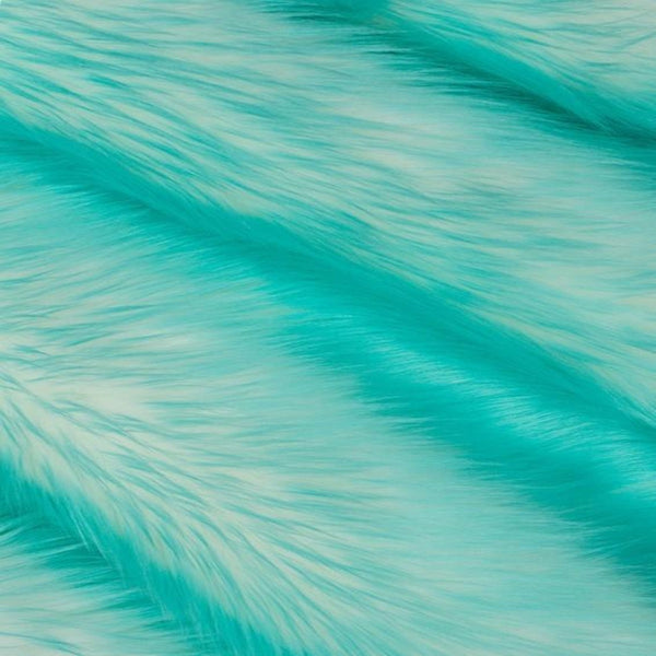 Turquoise | White Snow Luxury Faux Fur Shag Fabric