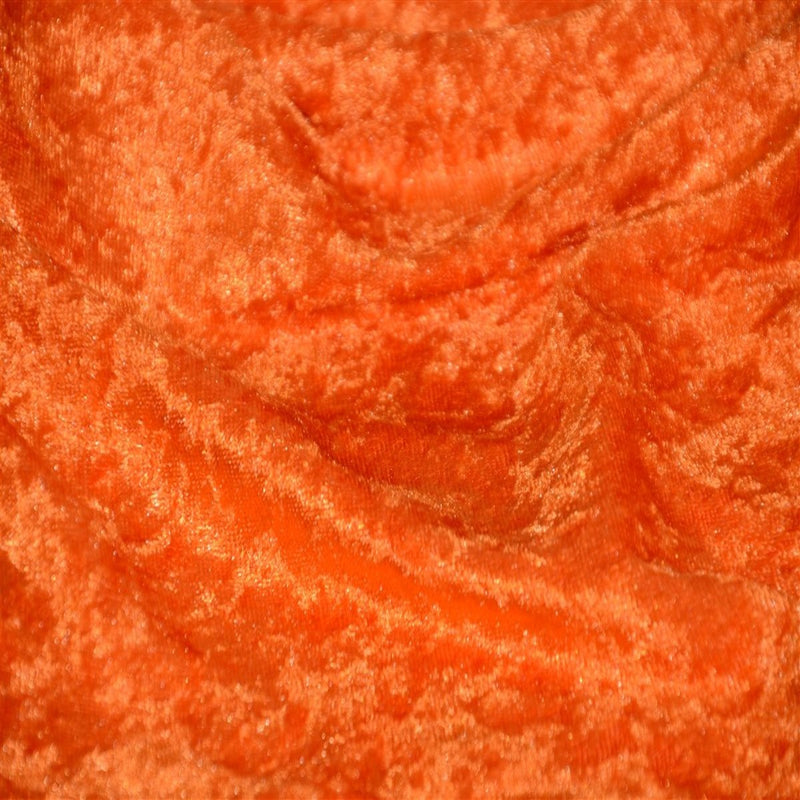 Orange Panne Crush Stretch Velvet Fabric