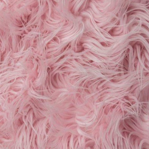 Pink Mongolian Long Pile Faux Fur Fabric