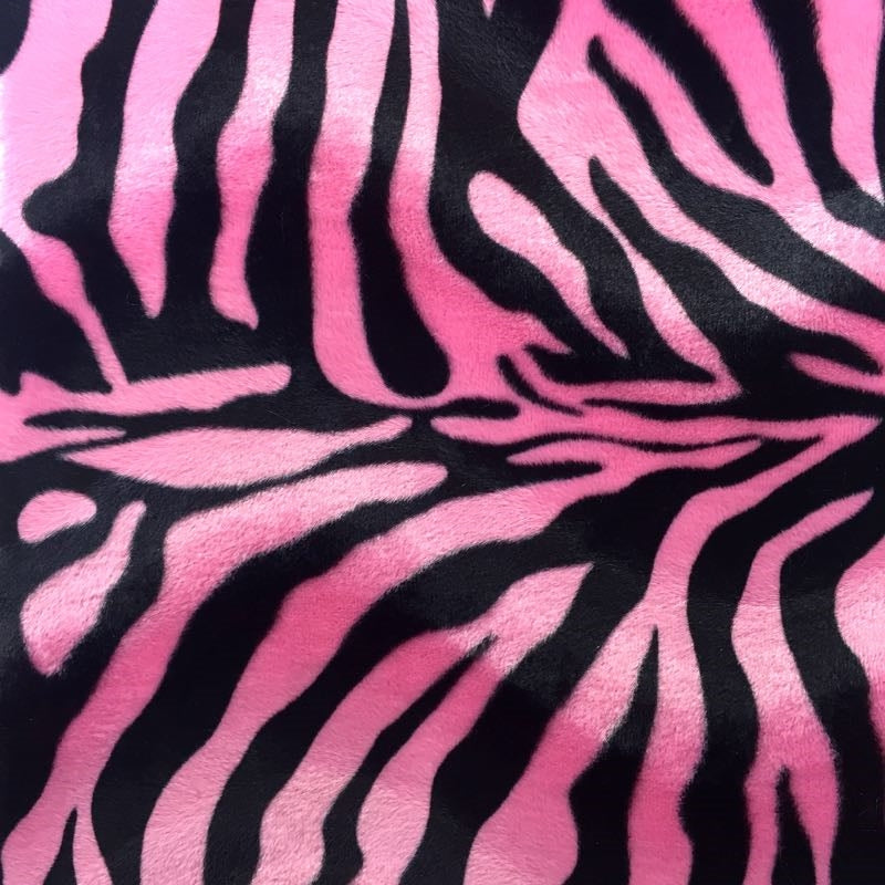 Pink Big Zebra Velboa Faux Fur Fabric