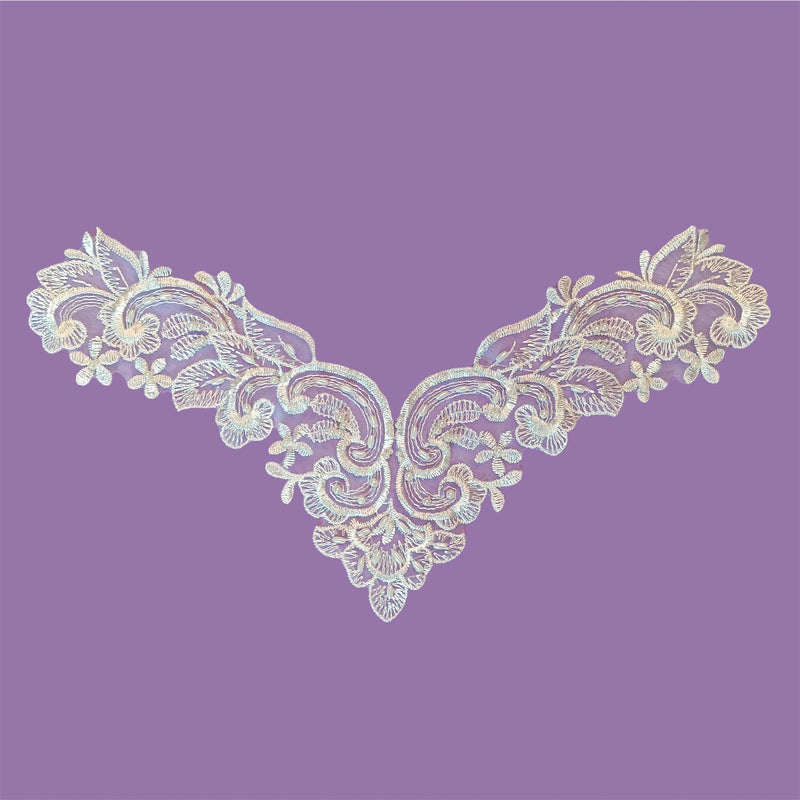 Beaded Lace Applique Embroidered on 100% Polyester Organza | Lace USA - KZ-73