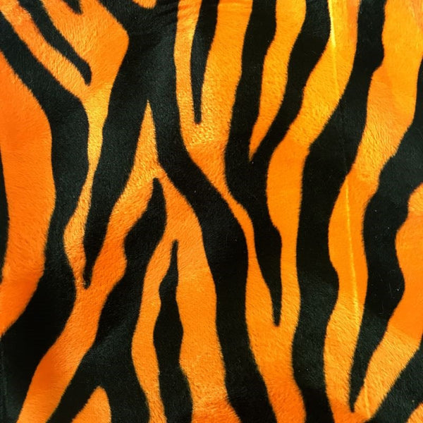 Orange Big Zebra Velboa Faux Fur Fabric