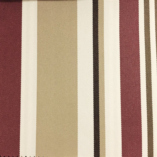 Burgundy Khaki Multi Striped Oak 100% Waterproof Outdoor Canvas Patio Fabric